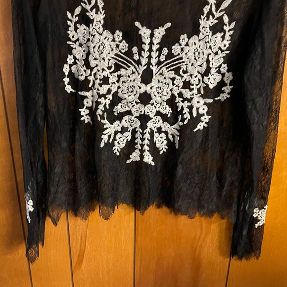 Rare For Love and Lemons black embroidery sheer see through mesh lace top - Picture 4 of 10